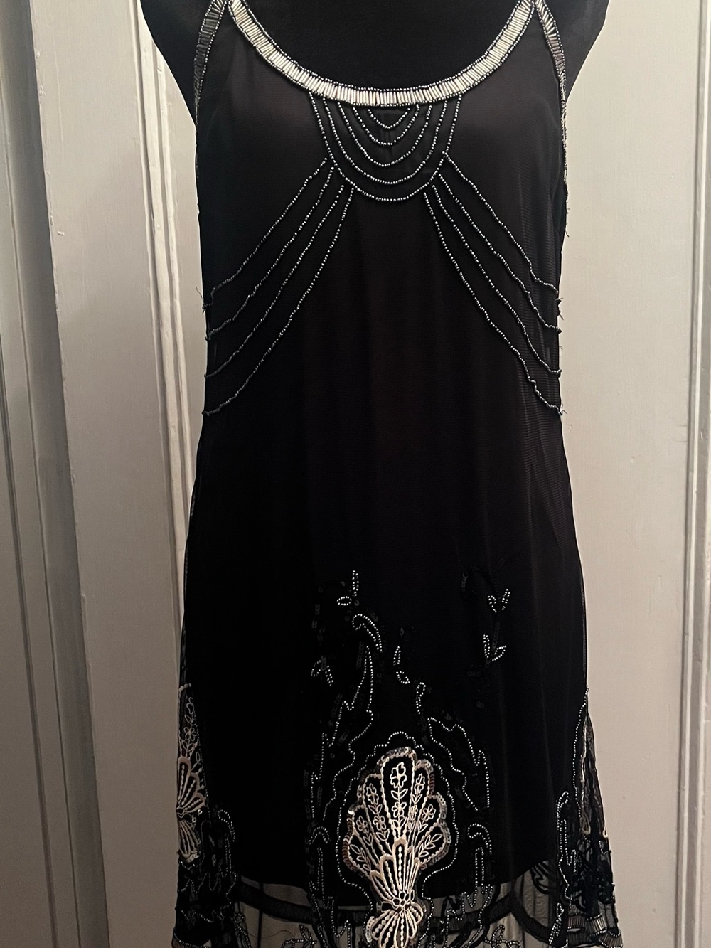 American Rag Black Midi Dress with Silver Beadwork